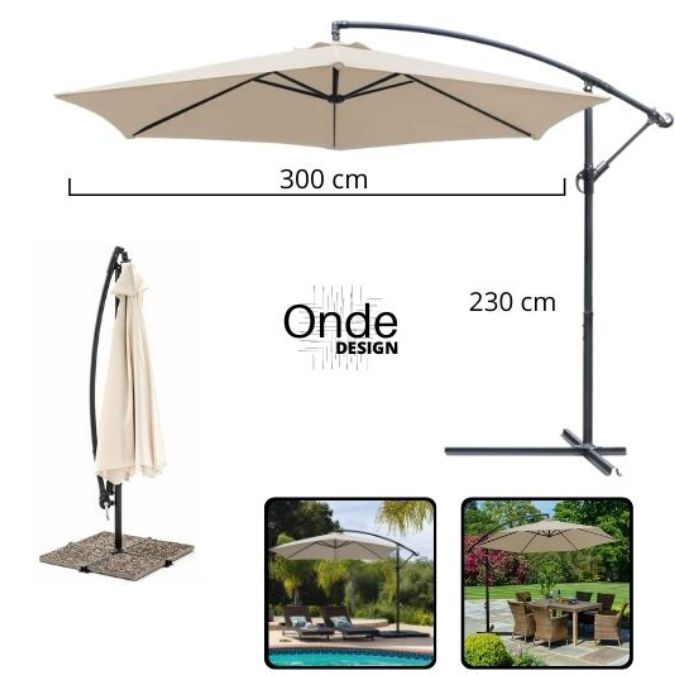 Ombrellone Onde Design 3m ecru