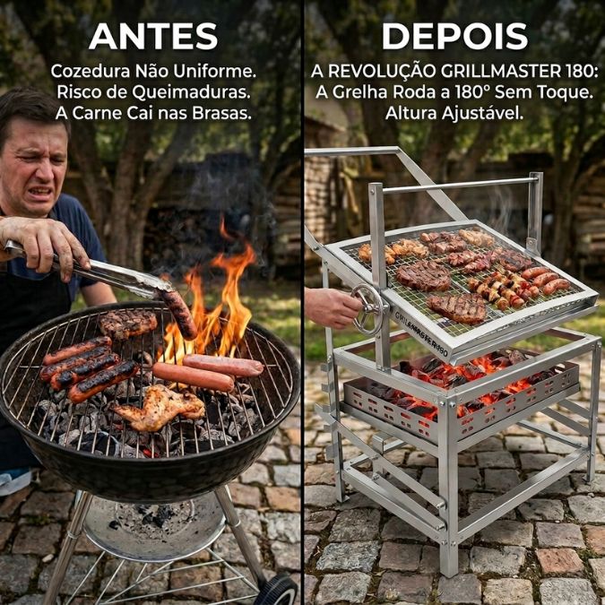 Churrasco noturno com o GrillMaster 180° Pro