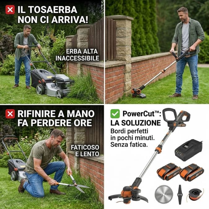 Dettaglio utilizzo decespugliatore PowerCut