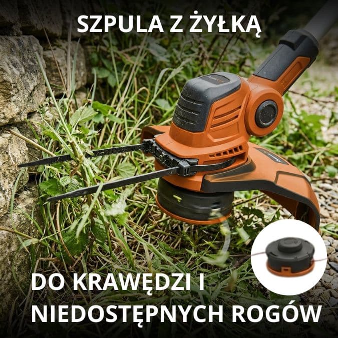 Użycie kosy elektrycznej na wysokiej trawie