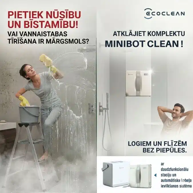 MINIBOT CLEAN darbībā uz liela loga