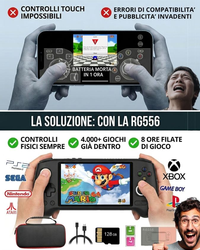 RG556 dettaglio controlli e schermo AMOLED