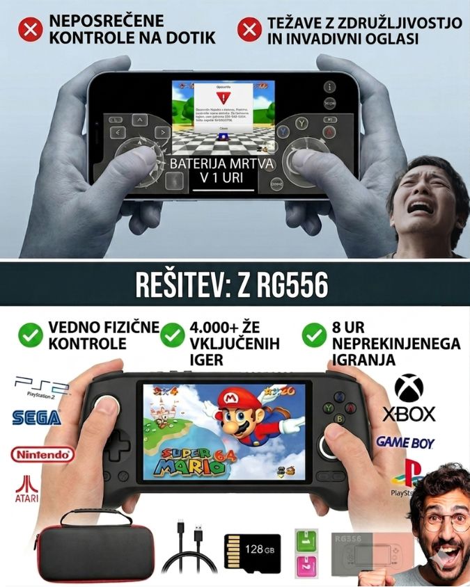 RG556 podrobnosti kontrol in AMOLED zaslona