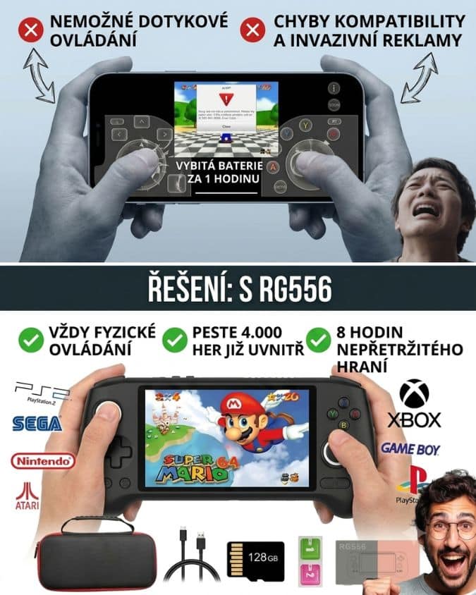 RG556 detaily ovládání a AMOLED displej