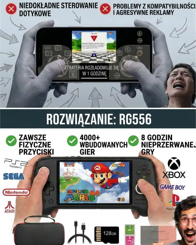 RG556 detale sterowania i ekran AMOLED